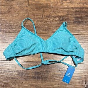 Light blue turquoise tie back padded bikini top Cupshe